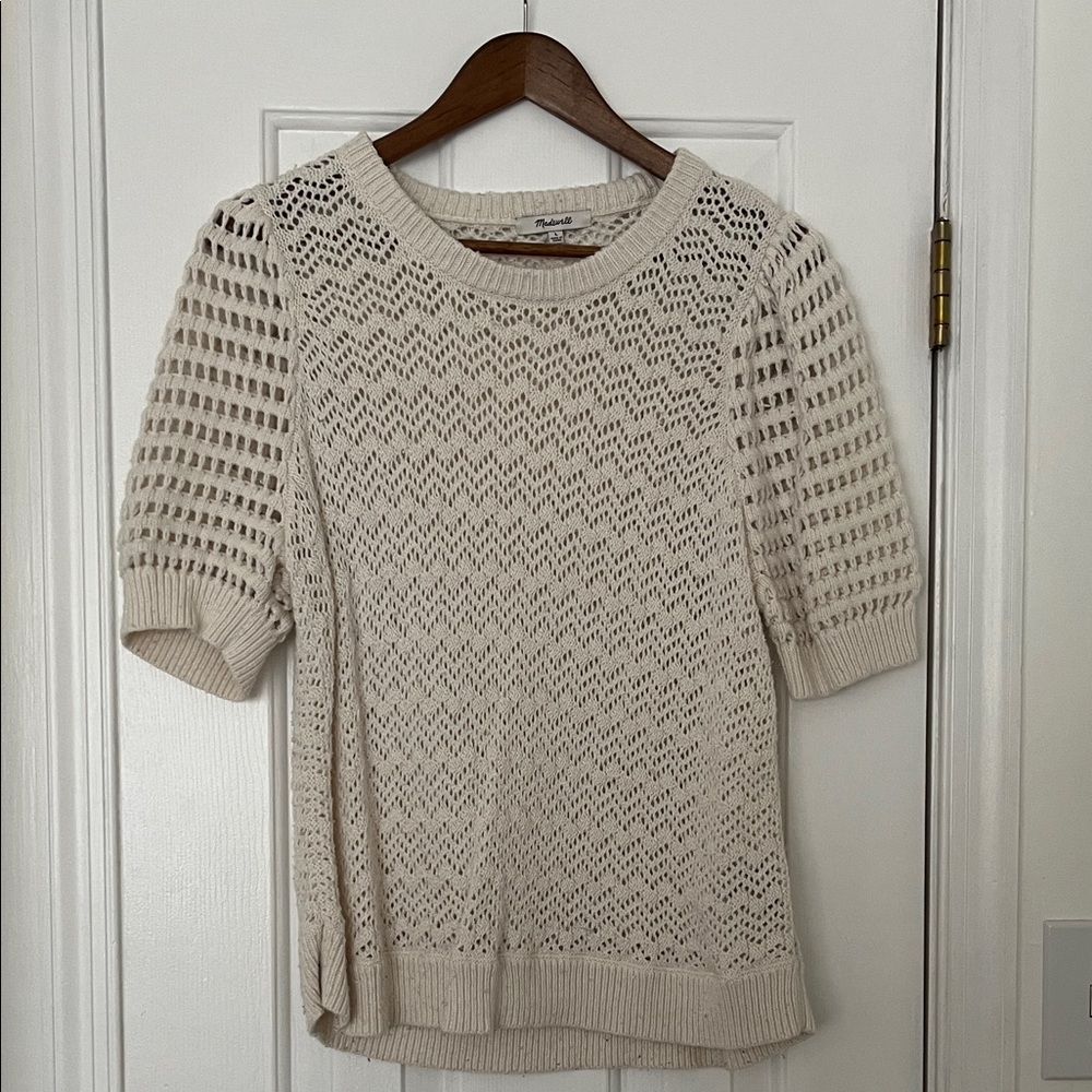 Madewell Ivory Knit Short Sleeve Top